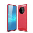 For Huawei Mate 40 Pro Brushed Texture Carbon Fiber TPU Case(Red) - 1
