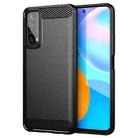 For Huawei P Smart 2021 Brushed Texture Carbon Fiber TPU Case(Black) - 1