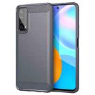 For Huawei P Smart 2021 Brushed Texture Carbon Fiber TPU Case (Grey) - 1