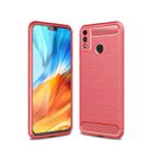 For Huawei Honor 9X Lite Brushed Texture Carbon Fiber TPU Case(Red) - 1