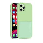 Liquid Silicone Skin Feel Shockproof Protective Case with Card Slot For iPhone 12(Green) - 1