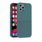 Liquid Silicone Skin Feel Shockproof Protective Case with Card Slot For iPhone 12(Dark Green) - 1