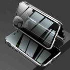 For iPhone 12 Four-corner Shockproof Anti-peeping Magnetic Metal Frame Double-sided Tempered Glass Case(Silver) - 1