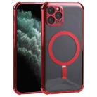 Straight Side Laser Plating Full Coverage Clear TPU Shockproof Magsafe Case For iPhone 12 mini (Red) - 1