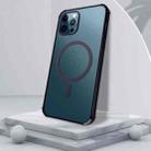 For iPhone 12 Pro Max Straight Side Laser Plating Full Coverage Clear TPU Shockproof Magsafe Case(Graphite Black) - 1