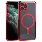Straight Side Laser Plating Full Coverage Clear TPU Shockproof Magsafe Case For iPhone 12 Pro Max (Red) - 1