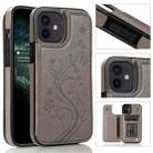 For iPhone 12 mini Butterflies Flowers Double Buckle PU + TPU Protective Case with Holder & Card Slots & Photo Frame (Grey) - 1