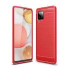 For Samsung Galaxy A42 5G Brushed Texture Carbon Fiber TPU Case(Red) - 1