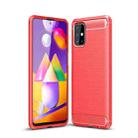 For Samsung Galaxy M31s Brushed Texture Carbon Fiber TPU Case(Red) - 1
