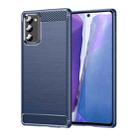 For Samsung Galaxy Note20 Brushed Texture Carbon Fiber TPU Case(Navy Blue) - 1