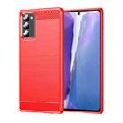 For Samsung Galaxy Note20 Brushed Texture Carbon Fiber TPU Case(Red) - 1