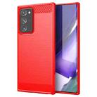 For Samsung Galaxy Note20 Ultra Brushed Texture Carbon Fiber TPU Case(Red) - 1