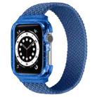 Weave Wrist Strap Watch Bands with Frame For Apple Watch Series  7  45mm / & 6 & SE & 5 & 4 44mm , Length:128mm(Cold Sea Blue) - 1