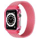 Weave Wrist Strap Watch Bands with Frame For Apple Watch Series  7  45mm / & 6 & SE & 5 & 4 44mm , Length:128mm(Bright Pink) - 1