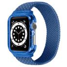 Weave Wrist Strap Watch Bands with Frame For Apple Watch Series  7  45mm / & 6 & SE & 5 & 4 44mm , Length:135mm(Cold Sea Blue) - 1