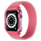 Weave Wrist Strap Watch Bands with Frame For Apple Watch Series  7  45mm / & 6 & SE & 5 & 4 44mm , Length:135mm(Bright Pink) - 1