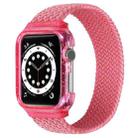 Weave Wrist Strap Watch Bands with Frame For Apple Watch Series  7  45mm / & 6 & SE & 5 & 4 44mm , Length:140mm(Bright Pink) - 1