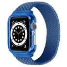 Weave Wrist Strap Watch Bands with Frame For Apple Watch Series  7  45mm / & 6 & SE & 5 & 4 44mm , Length:150mm(Cold Sea Blue) - 1