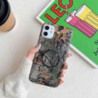 For iPhone 11 Shockproof IMD Camouflage TPU Protective Case with Holder (Fallen Leaves) - 1