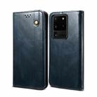 For Samsung Galaxy S20 UItra Simple Wax Crazy Horse Texture Horizontal Flip Leather Case with Card Slots & Wallet(Navy Blue) - 1