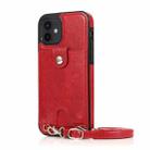 For iPhone 12 mini Shockproof PU Leather + TPU Protective Case with Card Slot & Lanyard (Red) - 2