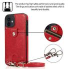 For iPhone 12 mini Shockproof PU Leather + TPU Protective Case with Card Slot & Lanyard (Red) - 6