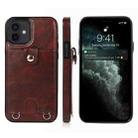For iPhone 12 mini Shockproof PU Leather + TPU Protective Case with Card Slot & Lanyard (Brown) - 1