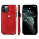 For iPhone 12 / 12 Pro Shockproof PU Leather + TPU Protective Case with Card Slot & Lanyard(Red) - 1