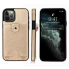 For iPhone 12 / 12 Pro Shockproof PU Leather + TPU Protective Case with Card Slot & Lanyard(Gold) - 1