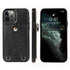 For iPhone 12 / 12 Pro Shockproof PU Leather + TPU Protective Case with Card Slot & Lanyard(Black) - 1