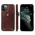 For iPhone 12 / 12 Pro Shockproof PU Leather + TPU Protective Case with Card Slot & Lanyard(Brown) - 1