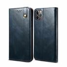 For iPhone 11 Pro Max Simple Wax Crazy Horse Texture Horizontal Flip Leather Case with Card Slots & Wallet (Navy Blue) - 1