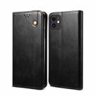 For iPhone 12 mini Simple Wax Crazy Horse Texture Horizontal Flip Leather Case with Card Slots & Wallet (Black) - 1