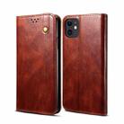 For iPhone 12 mini Simple Wax Crazy Horse Texture Horizontal Flip Leather Case with Card Slots & Wallet (Brown) - 1