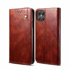 For iPhone 12 / 12 Pro Simple Wax Crazy Horse Texture Horizontal Flip Leather Case with Card Slots & Wallet(Brown) - 1