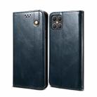 For iPhone 12 / 12 Pro Simple Wax Crazy Horse Texture Horizontal Flip Leather Case with Card Slots & Wallet(Navy Blue) - 1