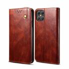 For iPhone 12 Pro Max Simple Wax Crazy Horse Texture Horizontal Flip Leather Case with Card Slots & Wallet(Brown) - 1