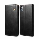 For iPhone XR Simple Wax Crazy Horse Texture Horizontal Flip Leather Case with Card Slots & Wallet(Black) - 1