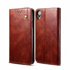 For iPhone XR Simple Wax Crazy Horse Texture Horizontal Flip Leather Case with Card Slots & Wallet(Brown) - 1