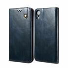 For iPhone XR Simple Wax Crazy Horse Texture Horizontal Flip Leather Case with Card Slots & Wallet(Navy Blue) - 1