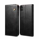 For iPhone X / XS Simple Wax Crazy Horse Texture Horizontal Flip Leather Case with Card Slots & Wallet(Black) - 1