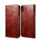 For iPhone X / XS Simple Wax Crazy Horse Texture Horizontal Flip Leather Case with Card Slots & Wallet(Brown) - 1