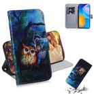 For Huawei P Smart 2021 / Y7a Coloured Drawing Horizontal Flip Leather Case, with Holder & Card Slots & Wallet(Oil Painting Owl) - 1