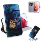 For Samsung Galaxy S21 5G Coloured Drawing Horizontal Flip Leather Case, with Holder & Card Slots & Wallet(Oil Painting Owl) - 1