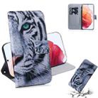 For Samsung Galaxy S21 5G Coloured Drawing Horizontal Flip Leather Case, with Holder & Card Slots & Wallet(Tiger) - 1