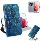 For Samsung Galaxy S21 5G Coloured Drawing Horizontal Flip Leather Case, with Holder & Card Slots & Wallet(Apricot Flower) - 1