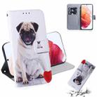 For Samsung Galaxy S21 5G Coloured Drawing Horizontal Flip Leather Case, with Holder & Card Slots & Wallet(Pug) - 1