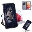 For Samsung Galaxy S21 5G Coloured Drawing Horizontal Flip Leather Case, with Holder & Card Slots & Wallet(Lion) - 1