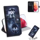 For Samsung Galaxy S21 5G Coloured Drawing Horizontal Flip Leather Case, with Holder & Card Slots & Wallet(Wolf and Dog) - 1