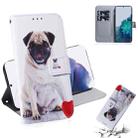 For Samsung Galaxy S21+ 5G Coloured Drawing Horizontal Flip Leather Case, with Holder & Card Slots & Wallet(Pug) - 1